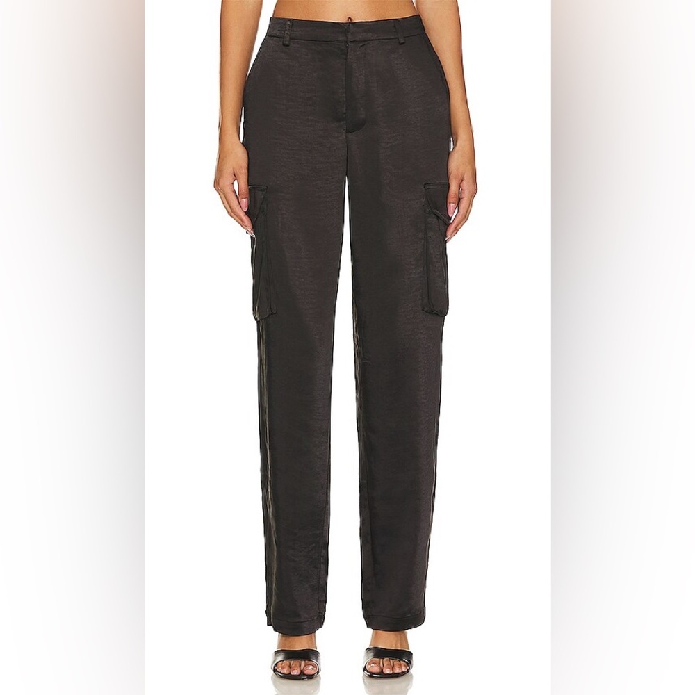 Good American Satin Cargo Pant Black001